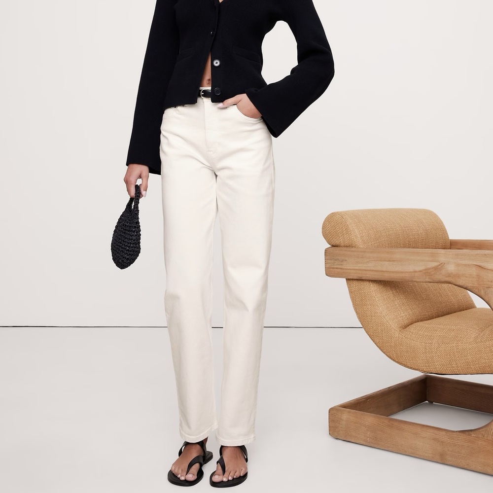 Banana Republic Cream Straight Leg Jeans